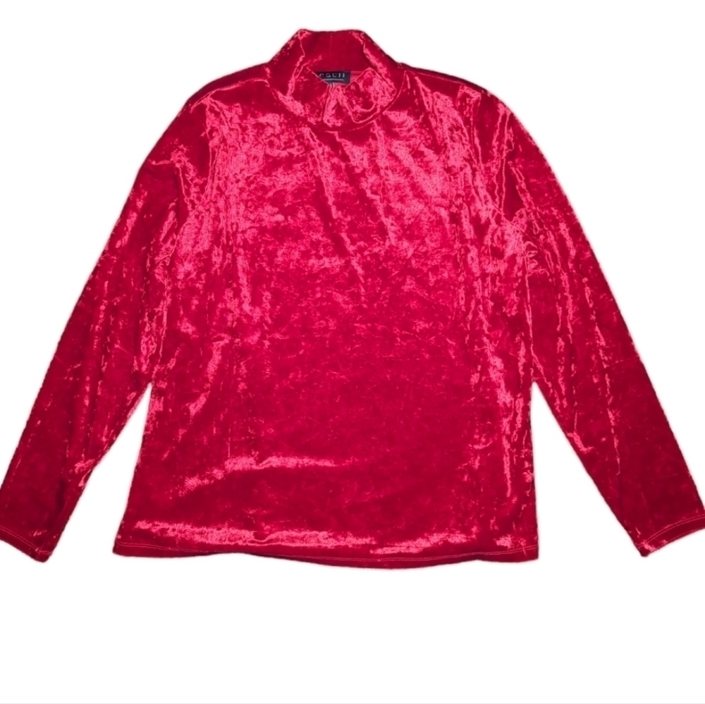 NWOT Eloquii Red Crushed Velvet Mock Neck Blouse Size 18 / 20